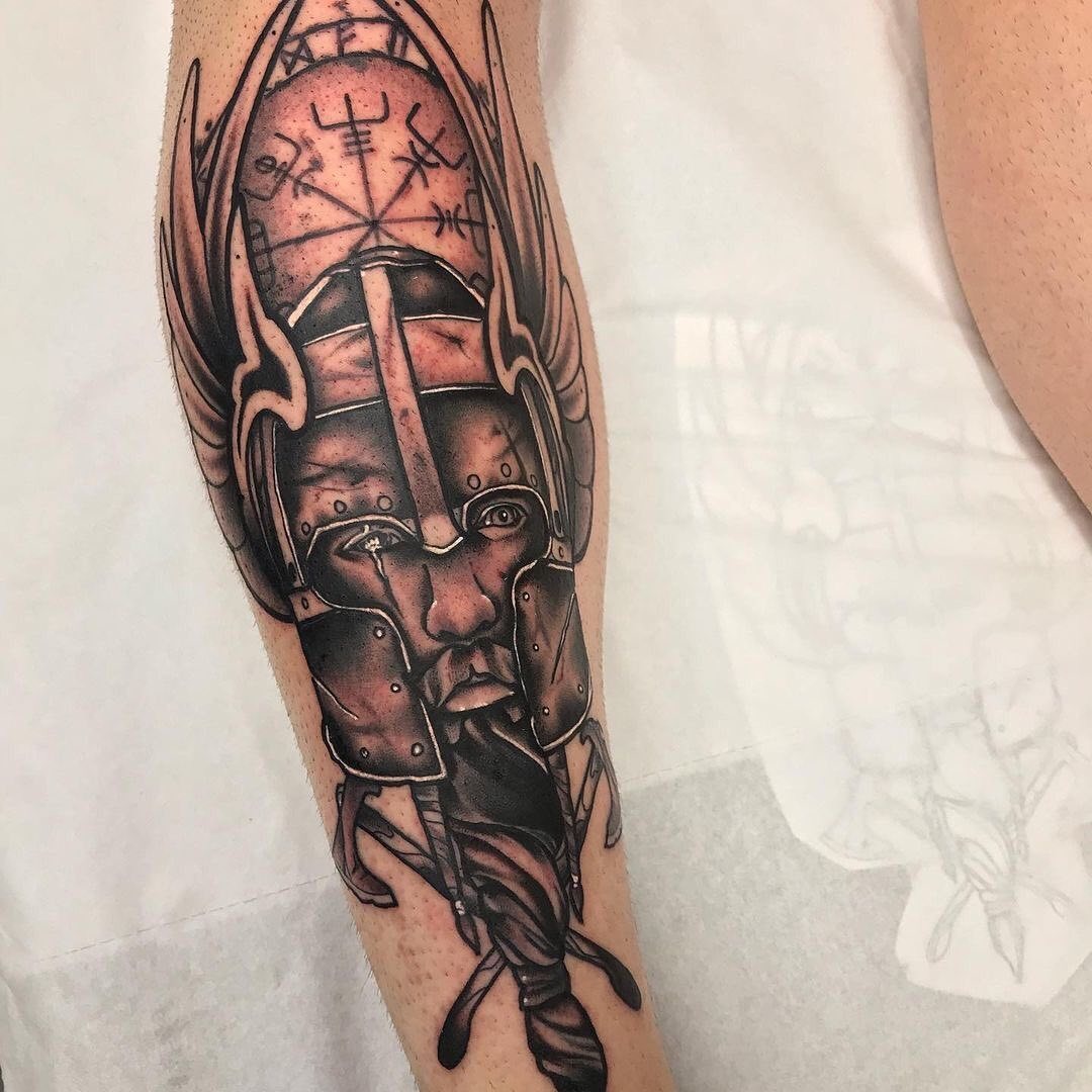 Vegvisir and Odin Portrait Tattoo Tattoo Design