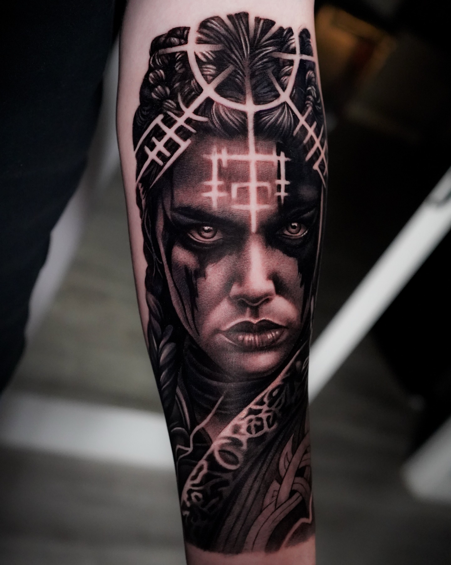 Viking Shieldmaiden Portrait Tattoo Tattoo Design