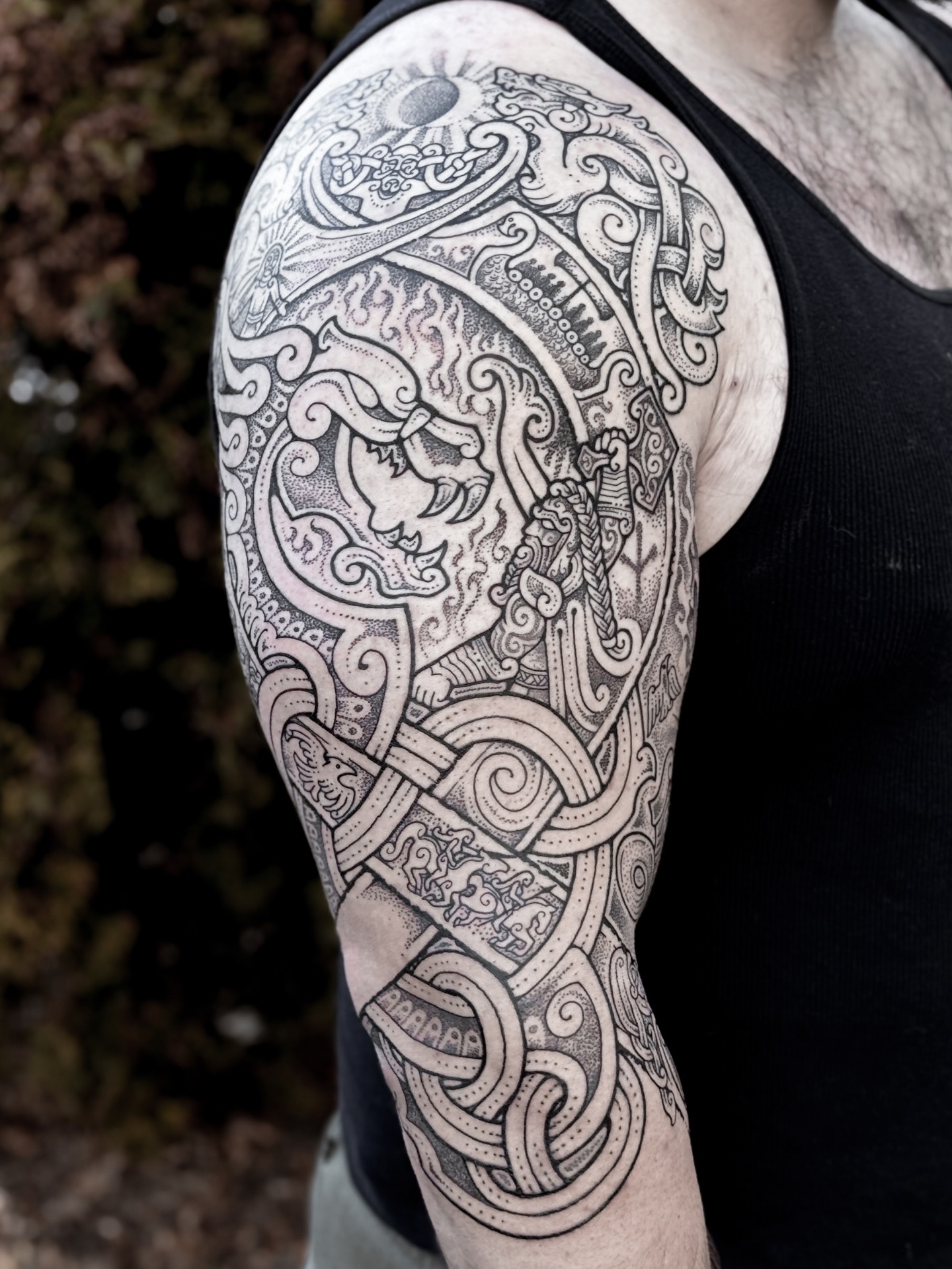 Viking Warrior and Knotwork Tattoo Tattoo Design