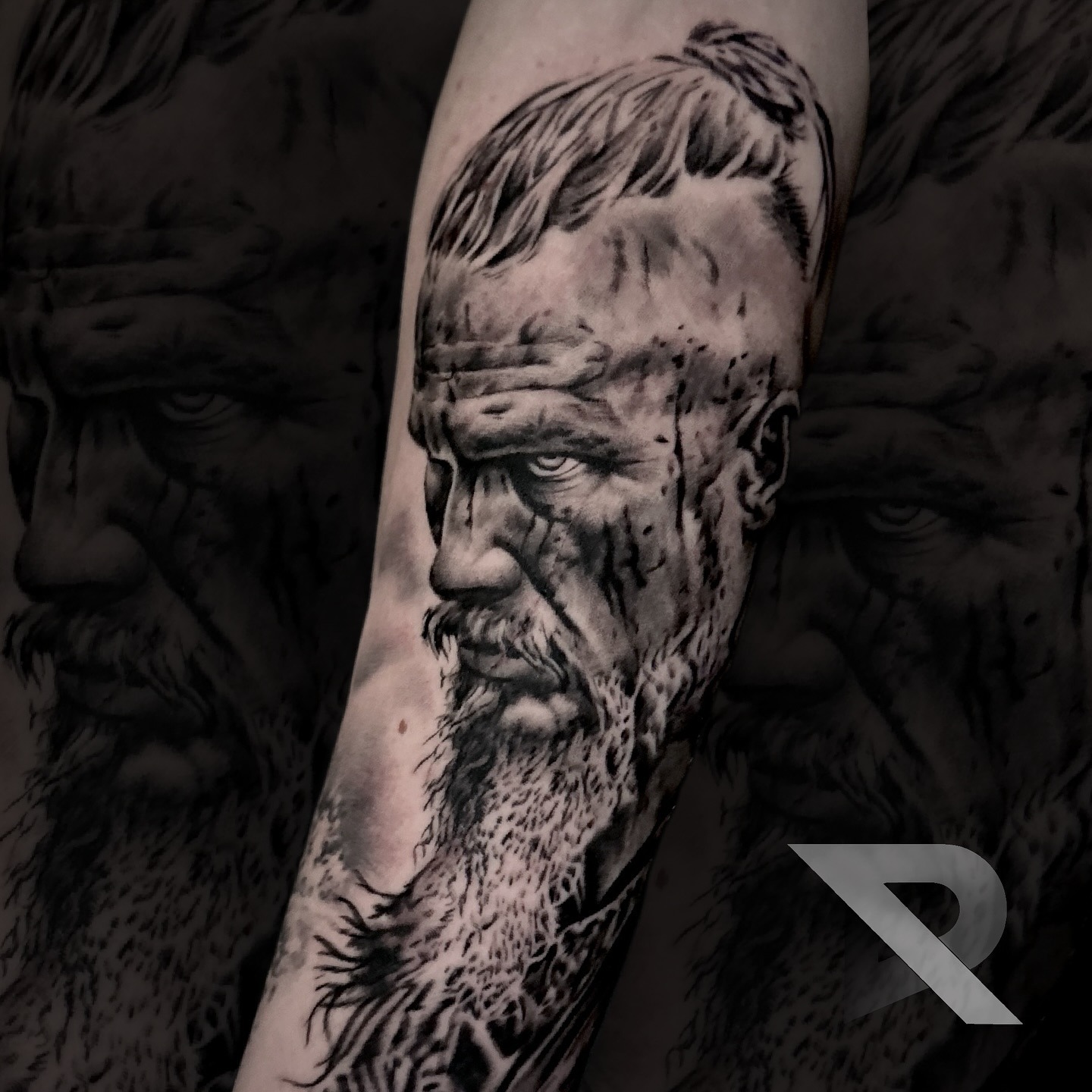 Viking Warrior Portrait Tattoo Tattoo Design