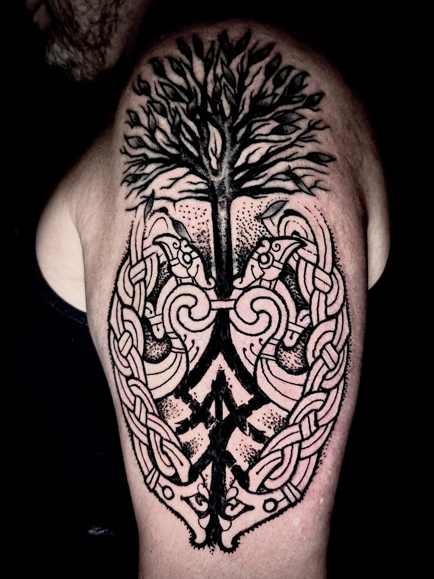 Yggdrasil and Twin Ravens Tattoo Tattoo Design