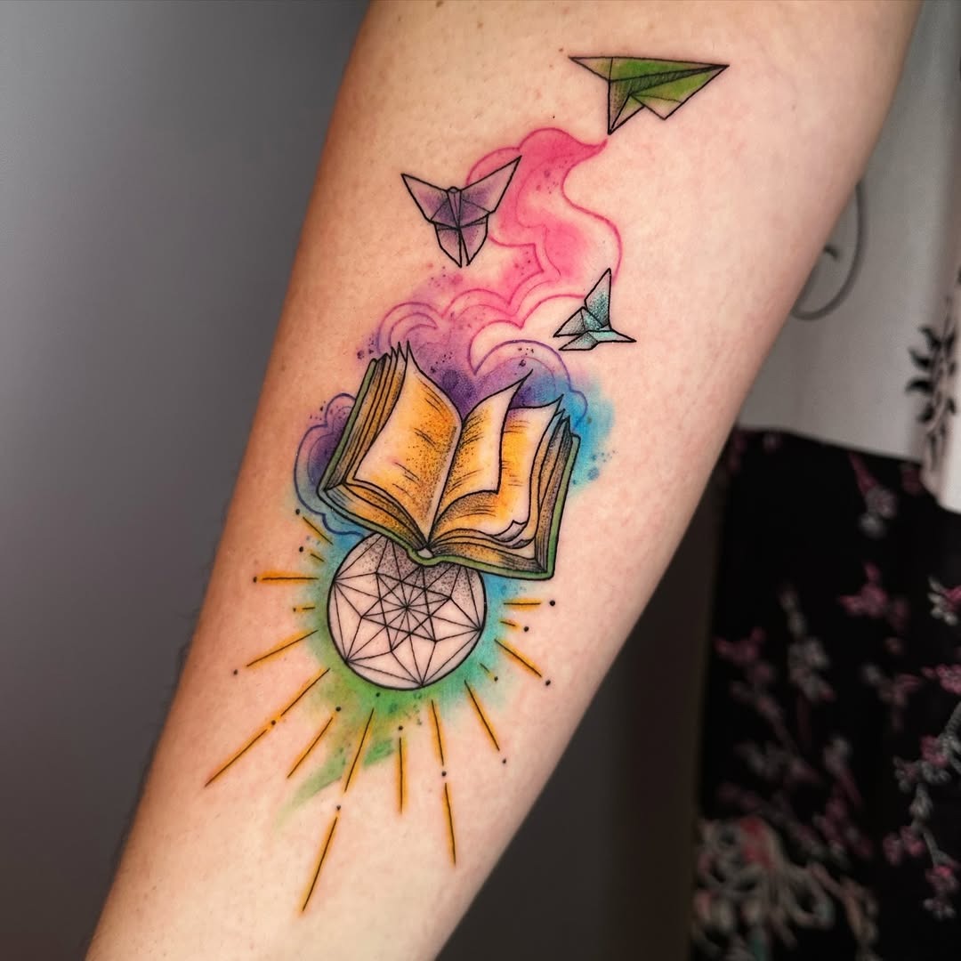 A vibrant, imaginative watercolor tattoo design Tattoo Design