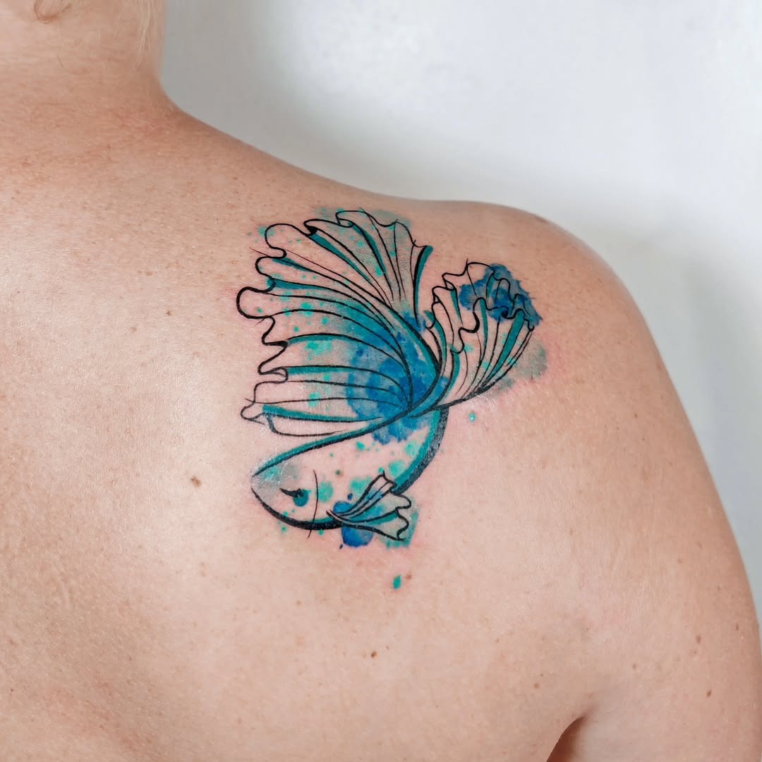 Elegant blue floral watercolor tattoo design Tattoo Design