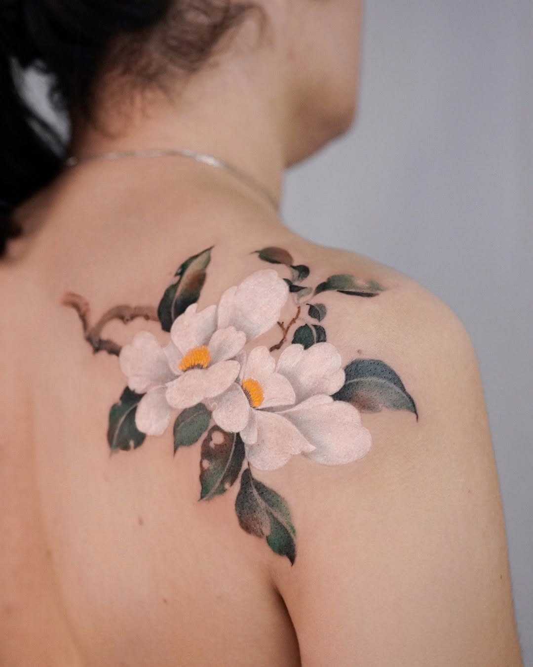 Elegant floral watercolor tattoo on shoulder Tattoo Design