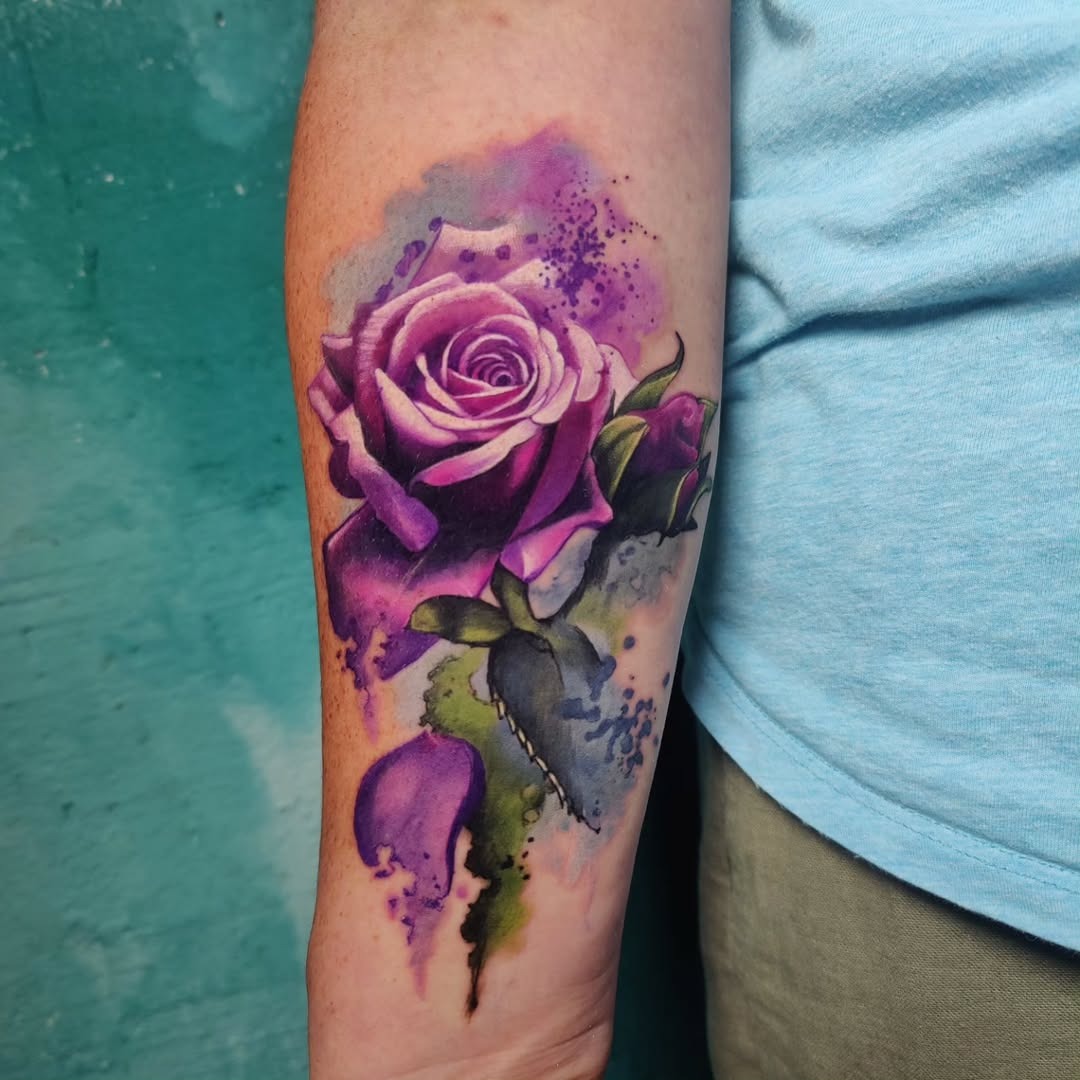 Stunning purple rose watercolor tattoo design Tattoo Design