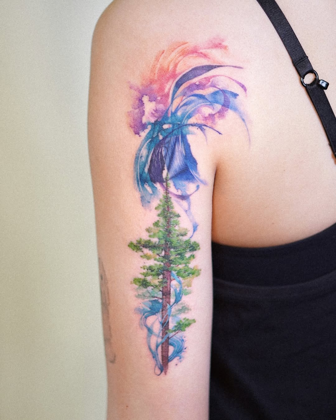 Stunning watercolor tree tattoo on skin Tattoo Design