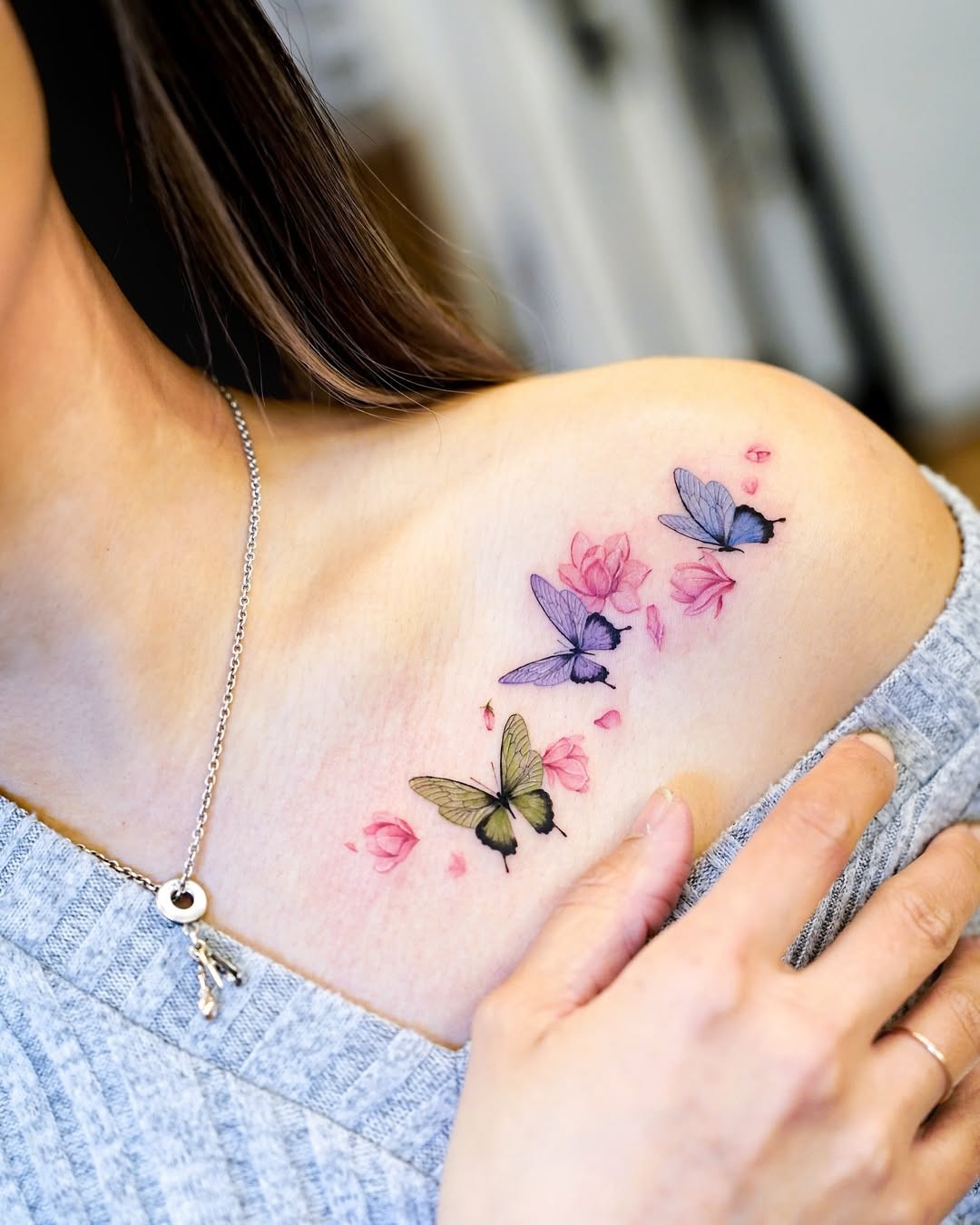 Vibrant Butterflies and Floral Watercolor Tattoo Tattoo Design