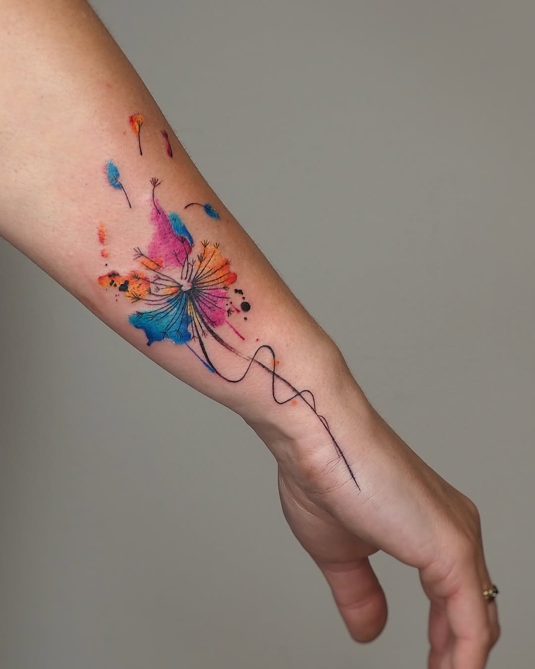 Vibrant butterfly tattoo with flowing fine lines Tattoo Design