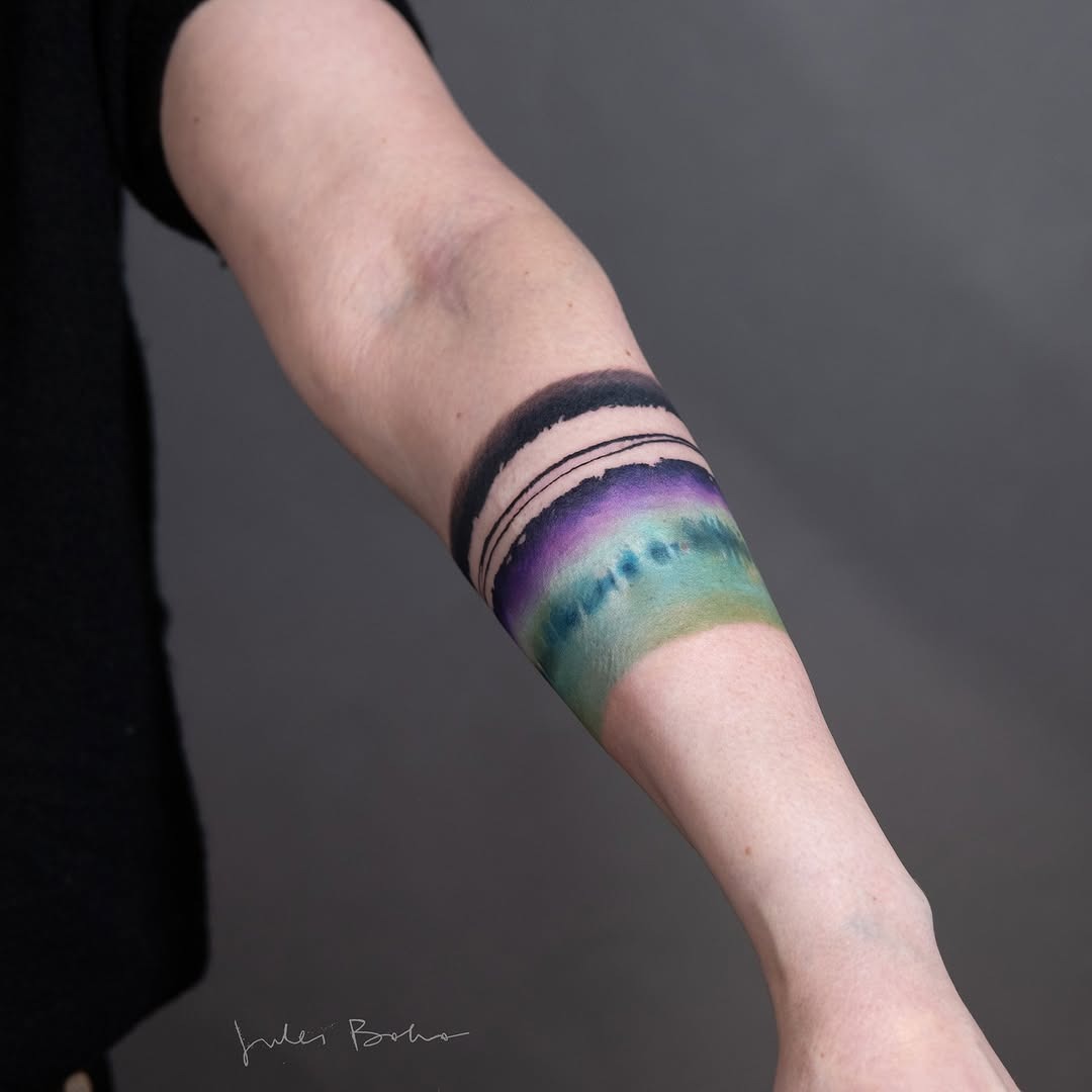 Vibrant hues of nature-inspired watercolor tattoo Tattoo Design