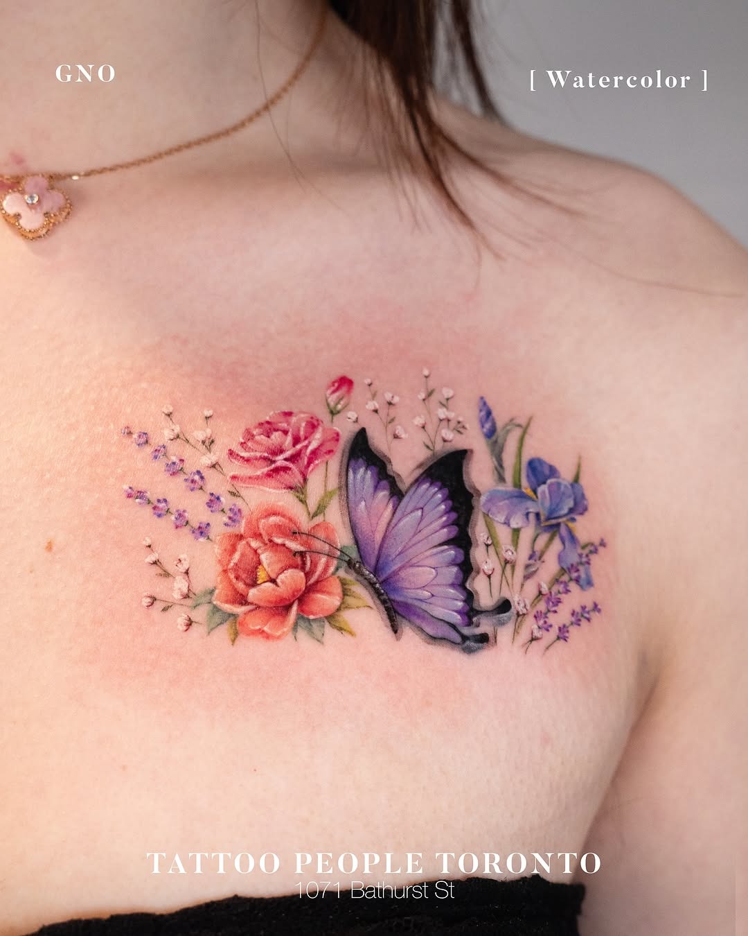 Vivid butterfly with blooming flowers tattoo art Tattoo Design