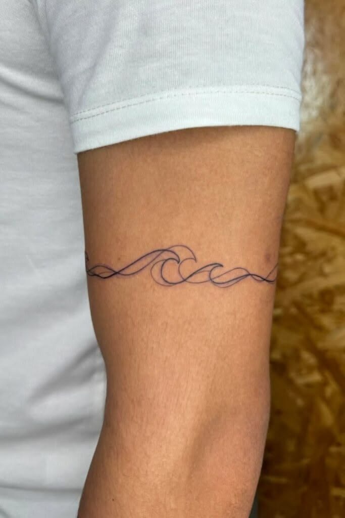 Delicate Arm Band Wave Tattoo Tattoo Design