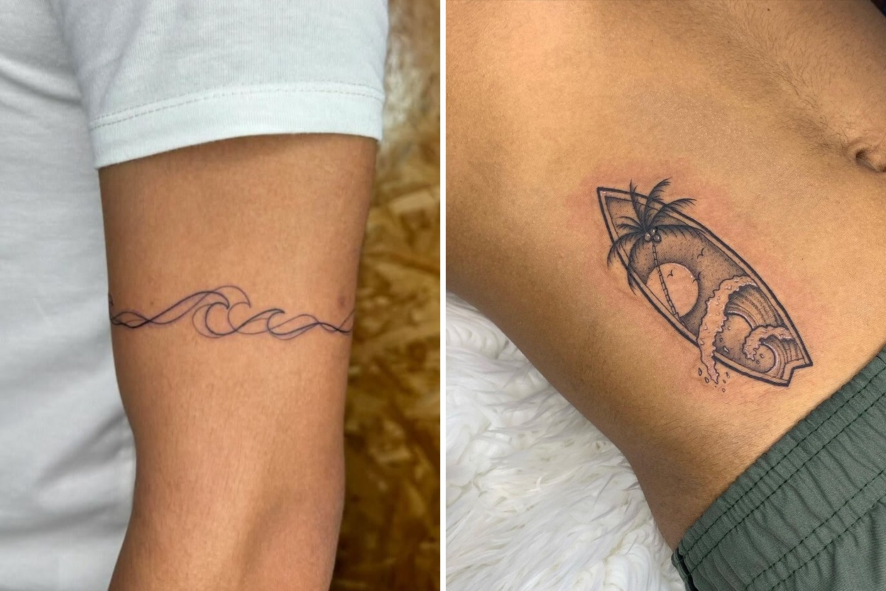 22+ Delicate Wave Tattoo Ideas For Fresh Stylish Ocean Inspired Ink Featured Lookbook Collage