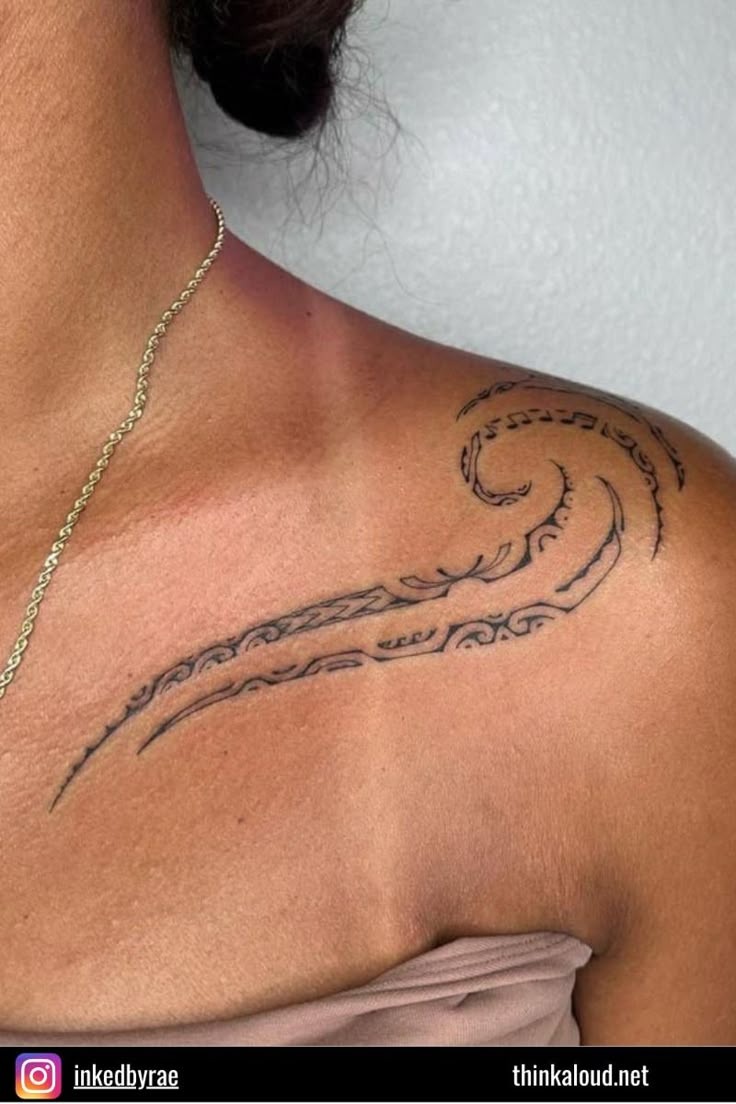 Shoulder Wave Statement Tattoo Tattoo Design