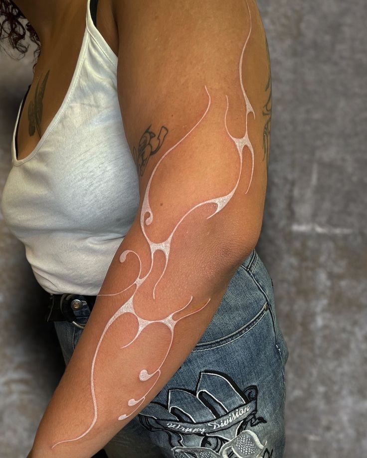 Abstract Flame Arm Swirl Tattoo Design