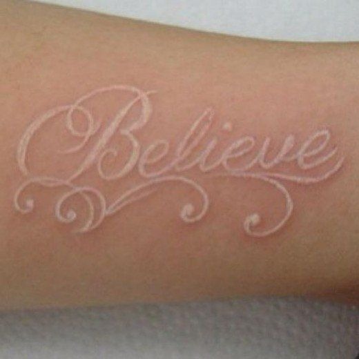 Believe White Script Tattoo Tattoo Design