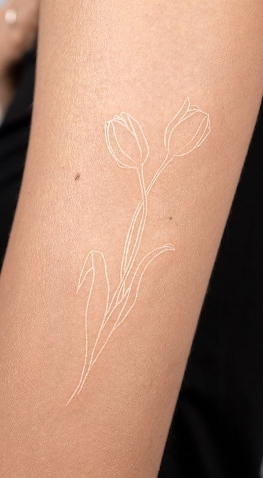 Delicate Tulip Outline Tattoo Tattoo Design