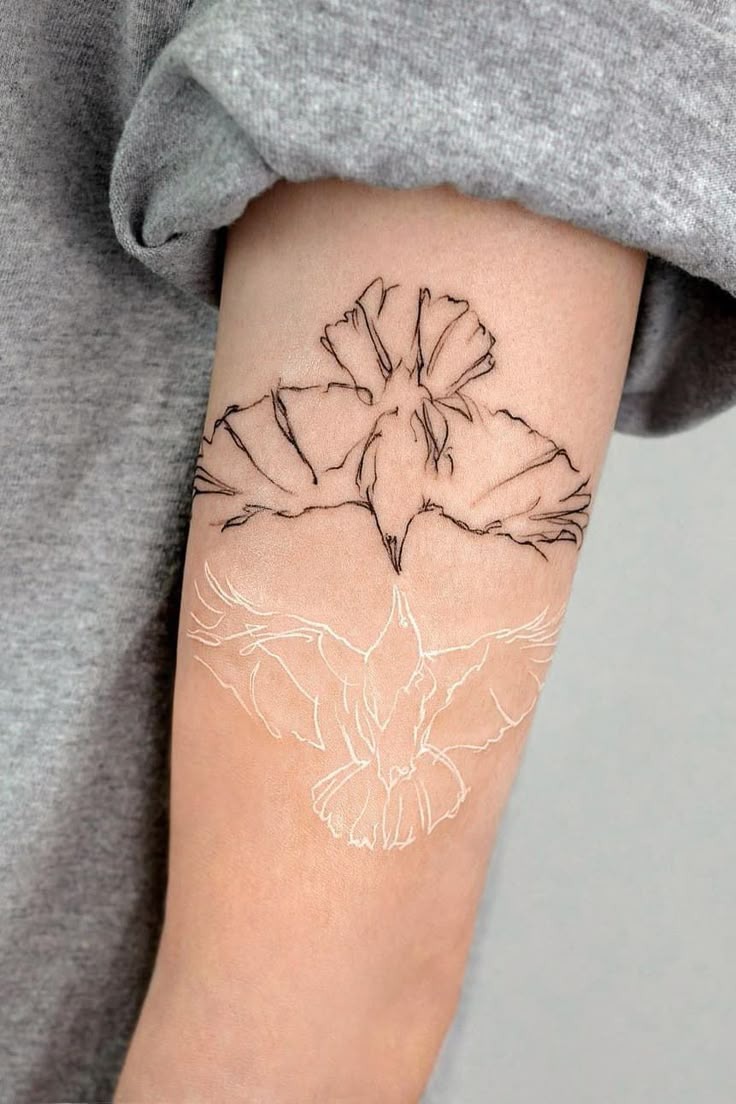 Dual Bird Linework on Forearm Tattoo Design