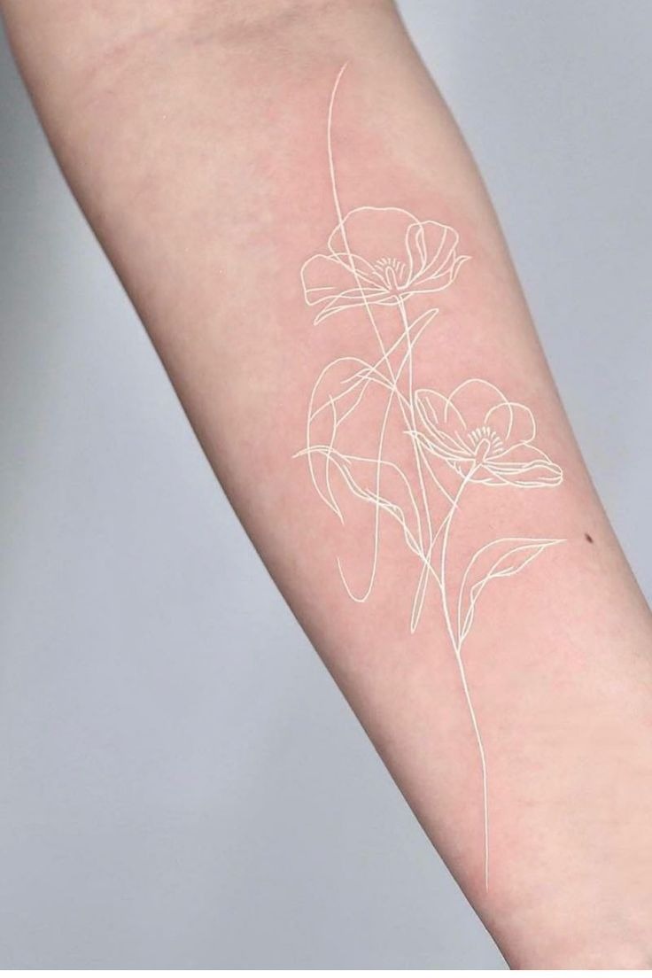 Long-Stem Wildflower Linework Tattoo Design