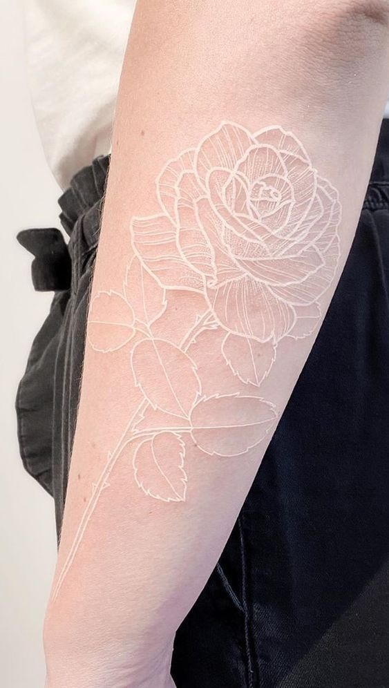 White Rose Line Tattoo (Duplicate) Tattoo Design
