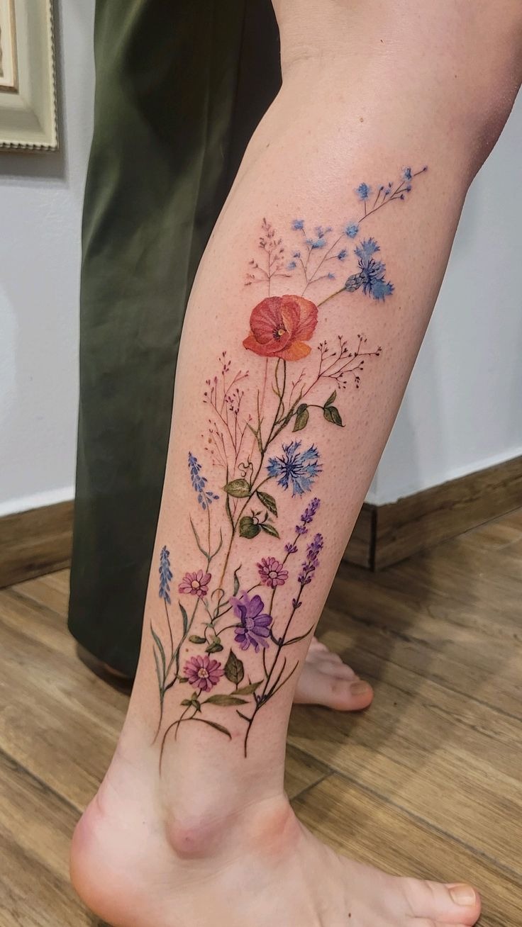 Lavender Field Elegance, a tattoo design rendered in clean detailed linework.