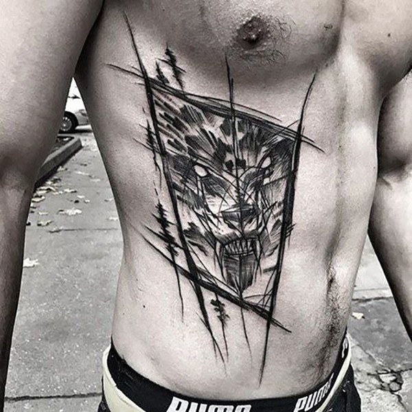 Artistic Demon Wolf Window Tattoo Tattoo Design