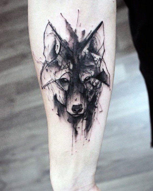 Artistic Wolf Black &White Tattoo Tattoo Design