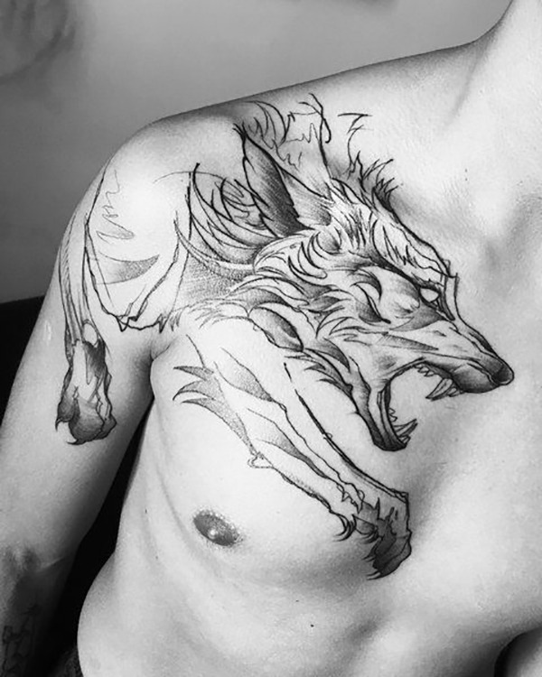 Fiery Running Wolf Paw Tattoo Tattoo Design
