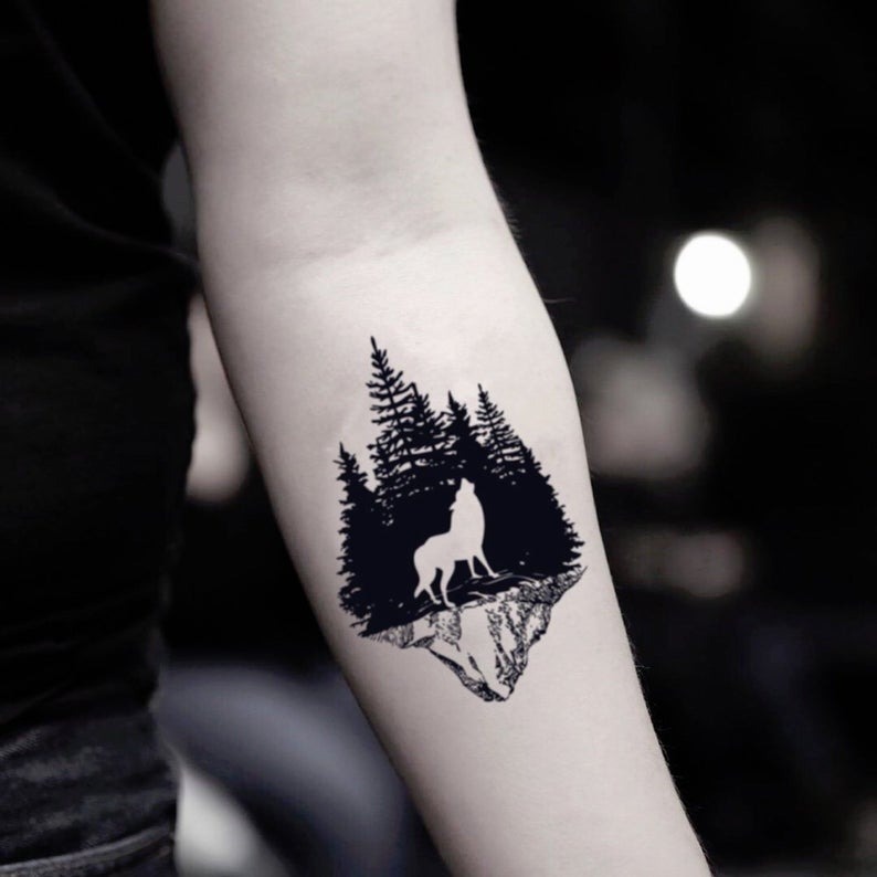 Howling White Wolf Silhouette Tattoo Tattoo Design