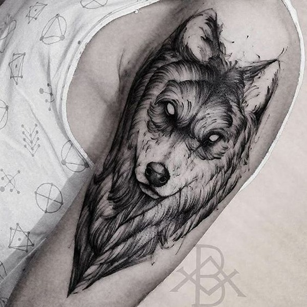 Majestic Wolf Head Bicep Tattoo Tattoo Design