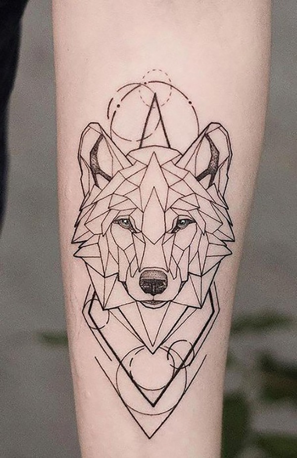 Mystical Geometric Lines Wolf Tattoo Tattoo Design