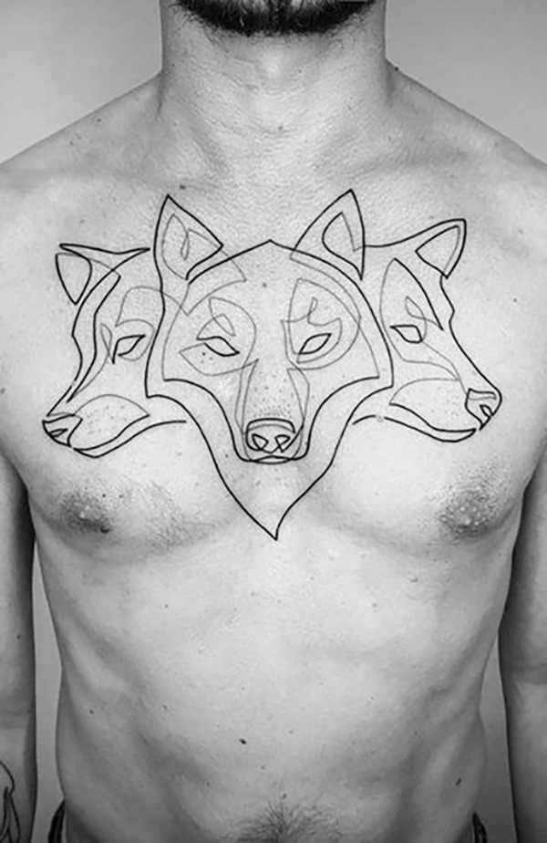 Simple Outline Wolf Pack Tattoo Tattoo Design