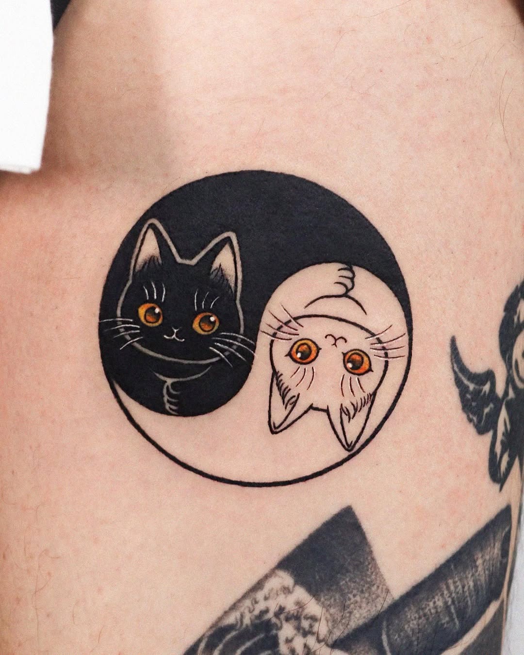 Cute cats in playful yin yang design Tattoo Design