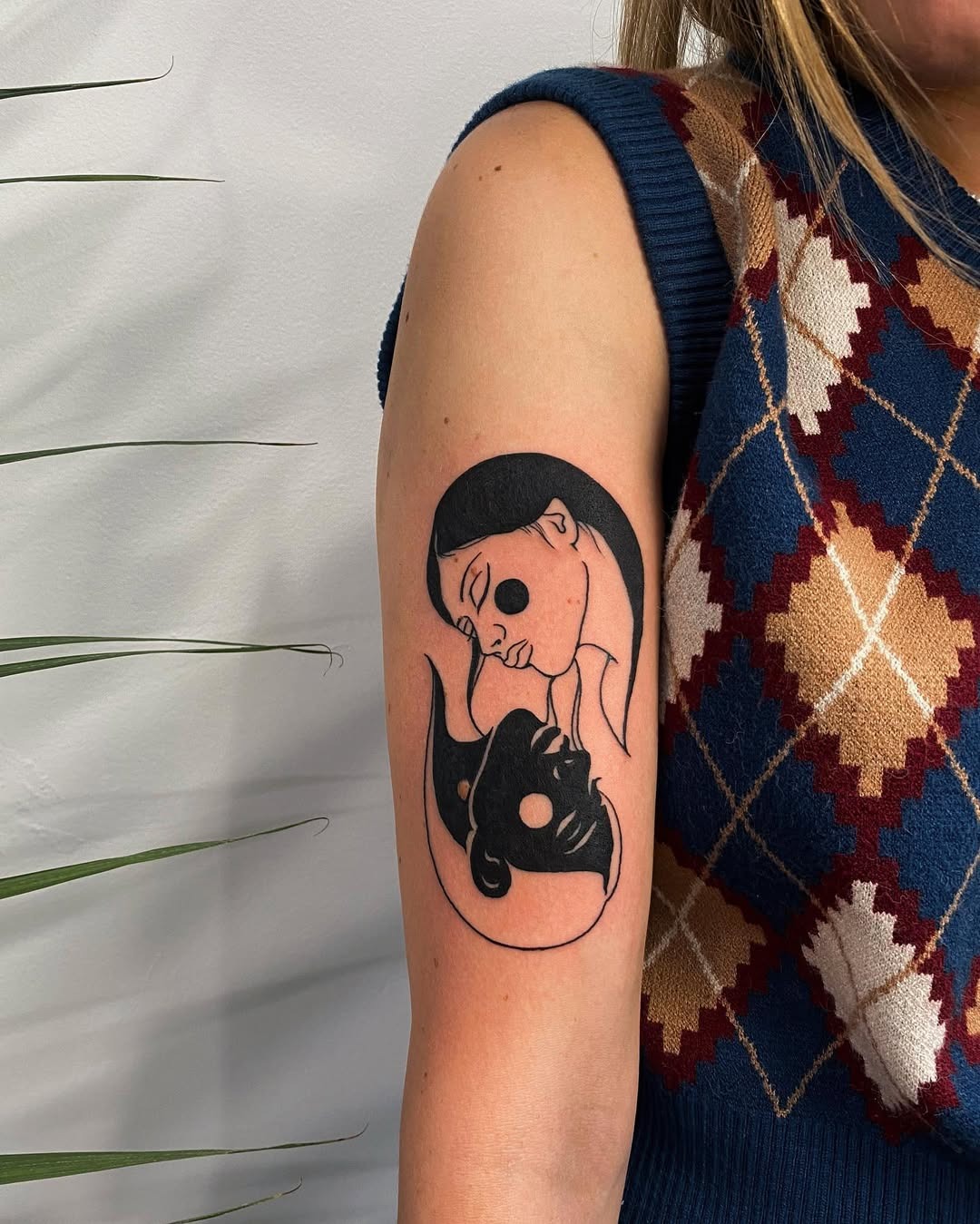 Intricate Yin Yang Tattoo Featuring Female Portrait Tattoo Design