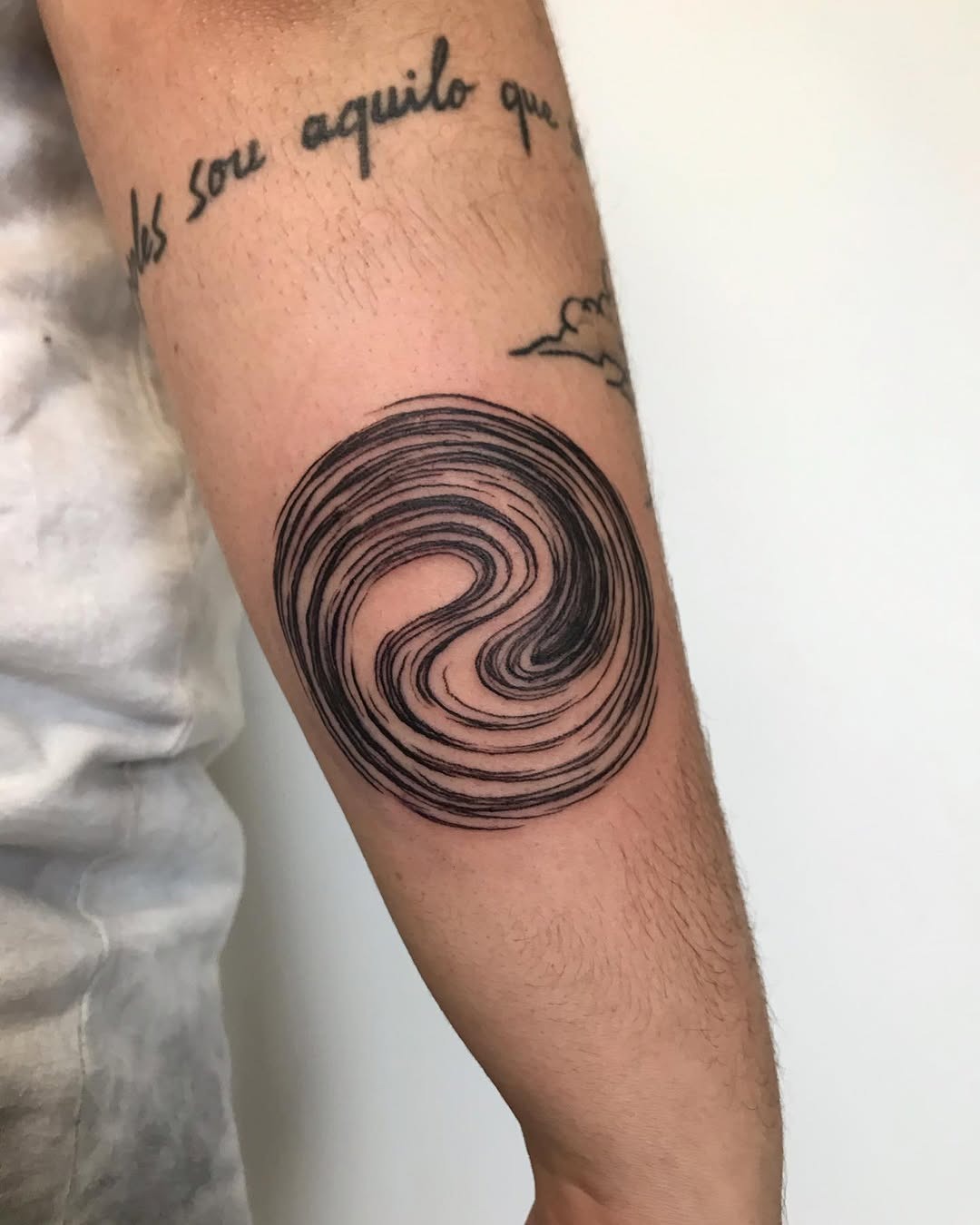 Minimalist Yin Yang Tattoo on Forearm Tattoo Design