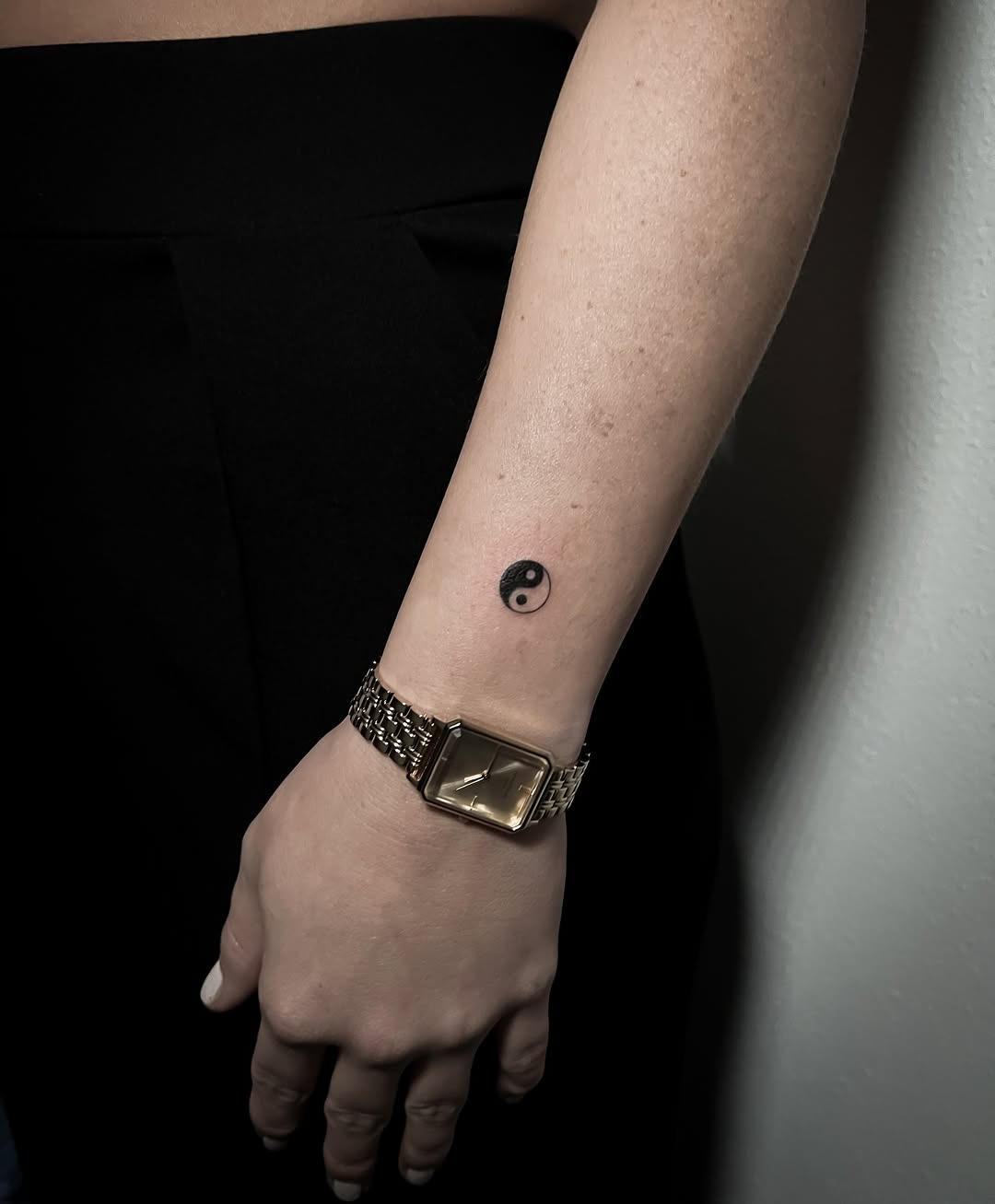Minimalist yin yang tattoo on the wrist Tattoo Design