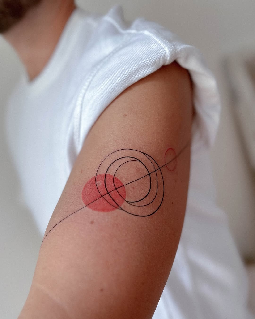 Minimalist Yin Yang Tattoo with Red Accents Tattoo Design