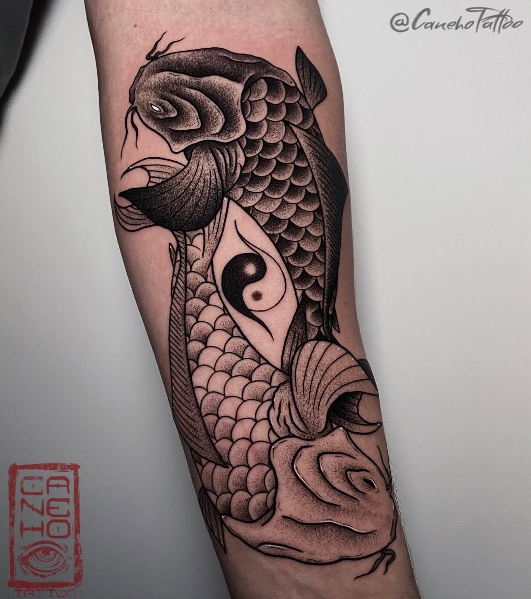 Stunning yin yang koi fish tattoo design Tattoo Design