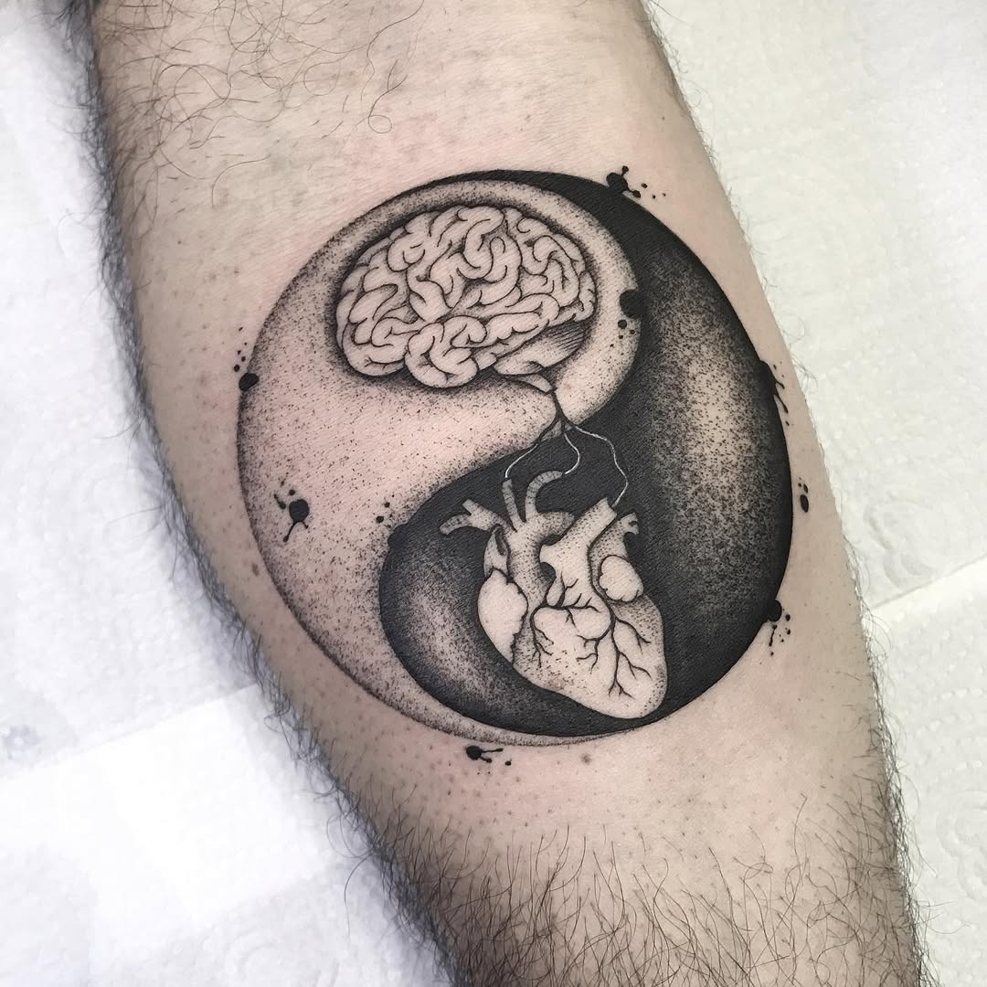 Unique blend of mind and heart symbolism Tattoo Design