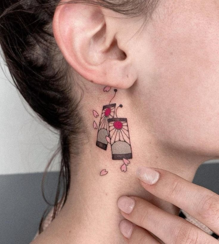 Japanese Mask Tattoo with Katana Tattoo Design