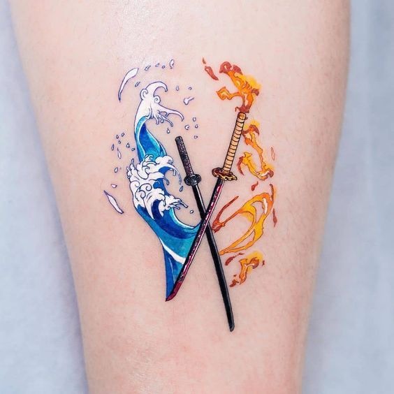Tanjiro Sword Tattoo Flash Tattoo Design