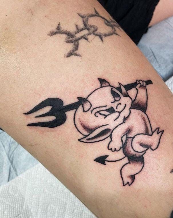 Cute Little Pitchfork Devil Tattoo Design