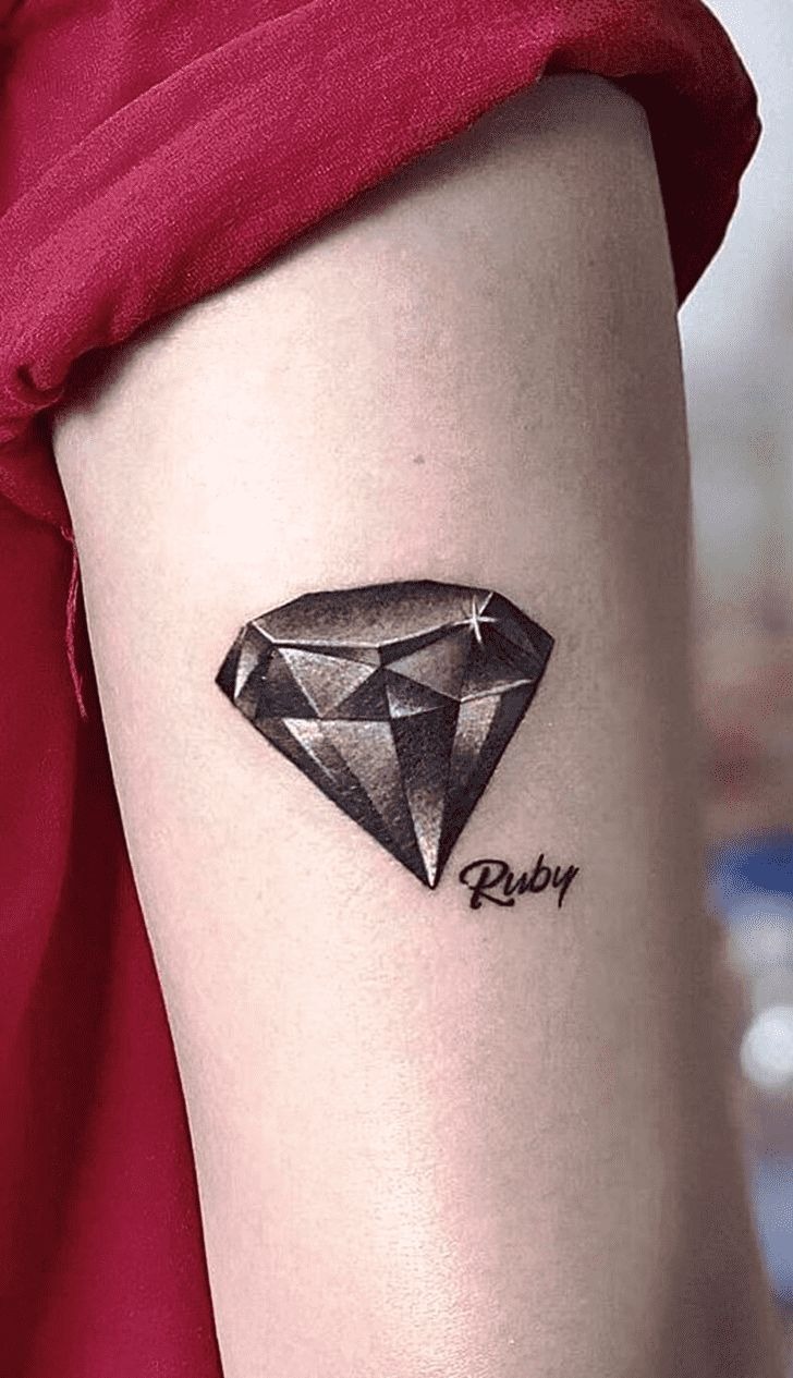 Black Diamond Tattoo with Name Detail Tattoo Design