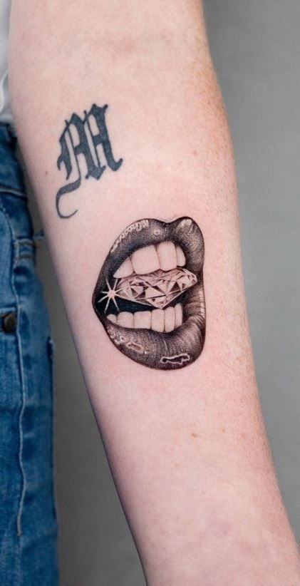 Lip Bite Diamond Tattoo Tattoo Design