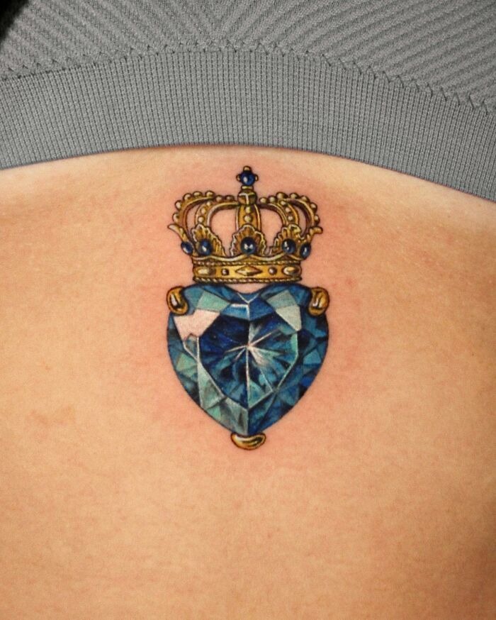Royal Blue Heart Diamond Tattoo Tattoo Design