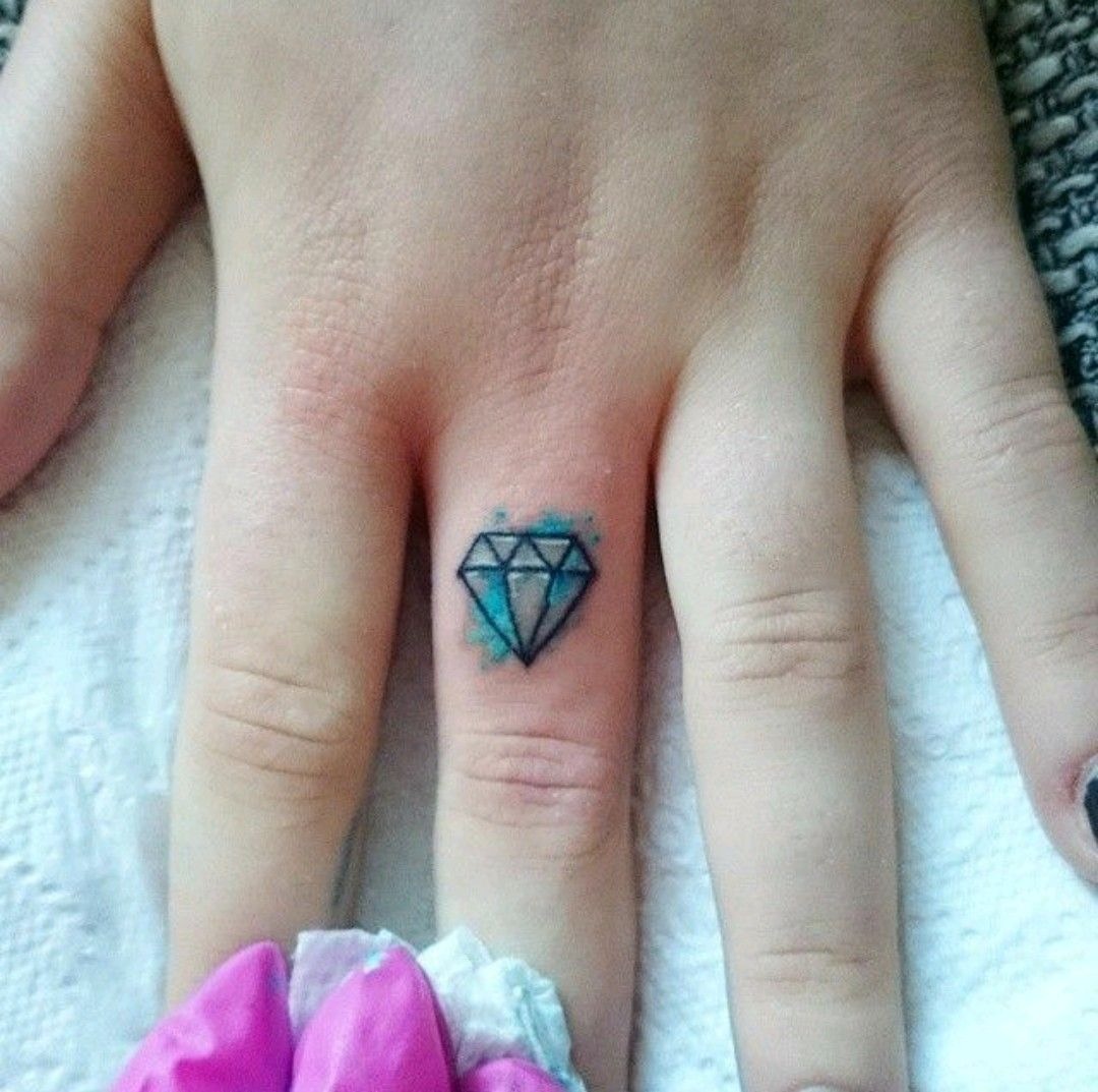 Tiny Blue Diamond Finger Tattoo Tattoo Design