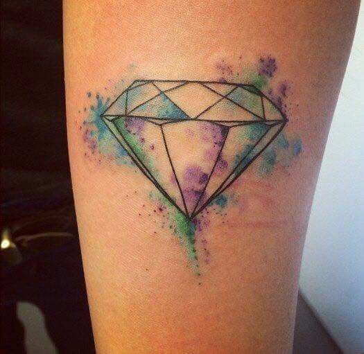 Watercolor Diamond Burst Tattoo Design