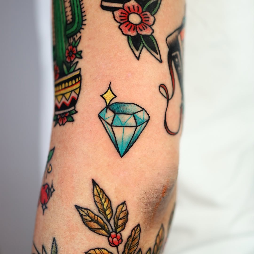 Colorful diamond tattoo with playful vibes Tattoo Design