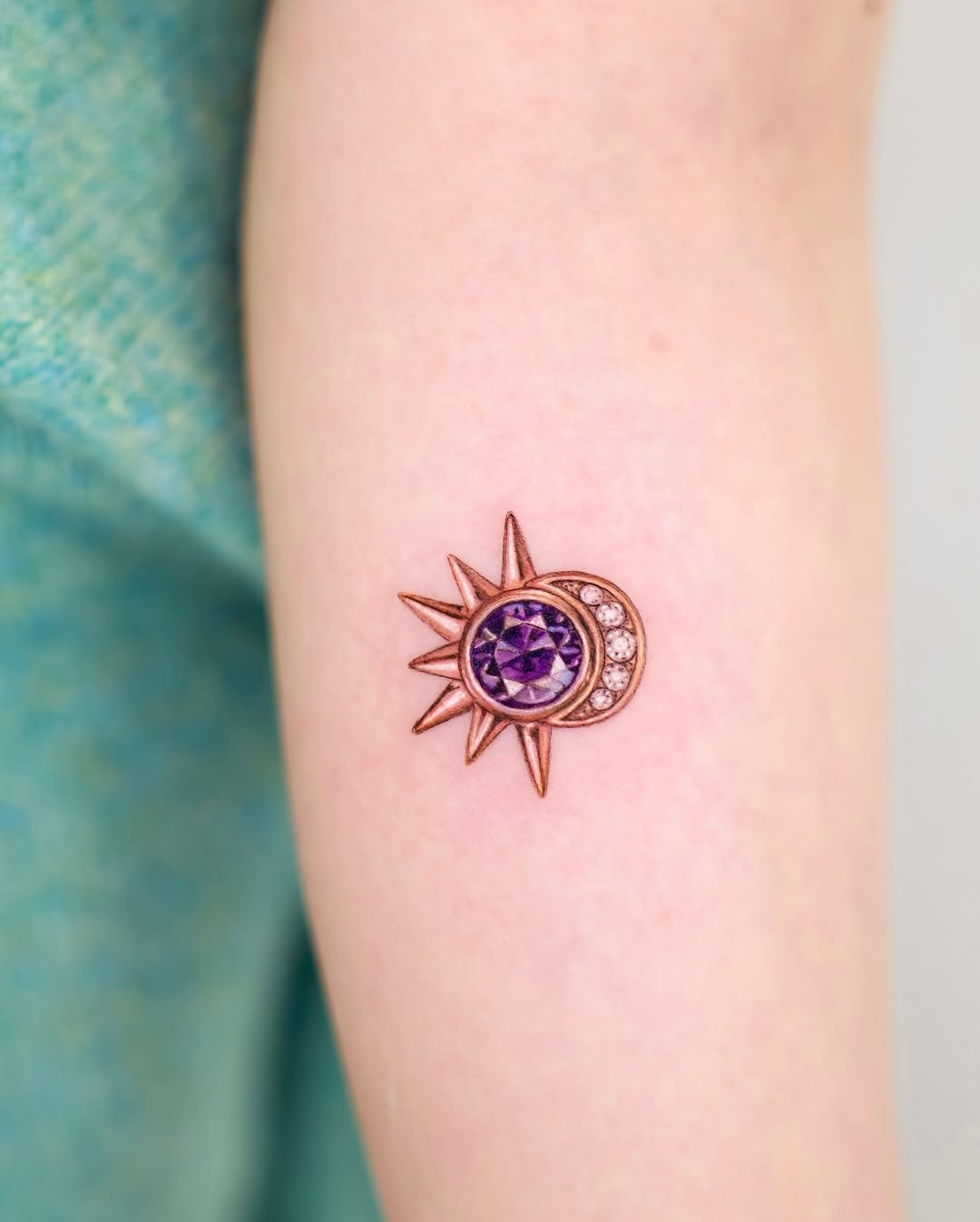 Elegant sun and moon diamond tattoo design Tattoo Design