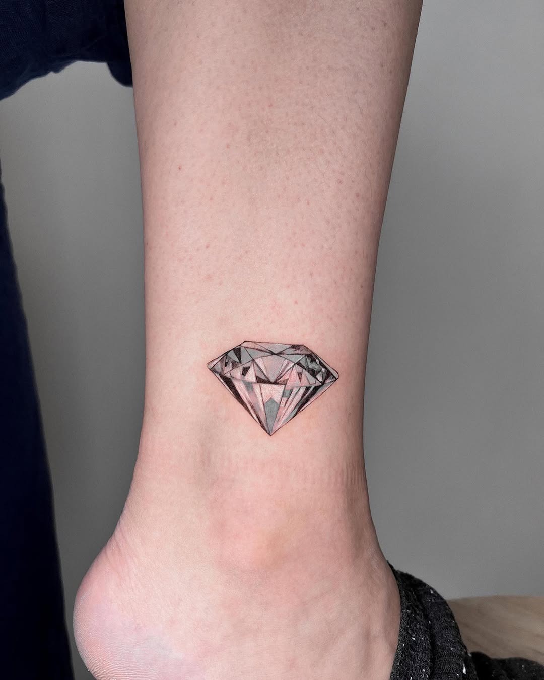 Shimmering diamond tattoo on the ankle Tattoo Design