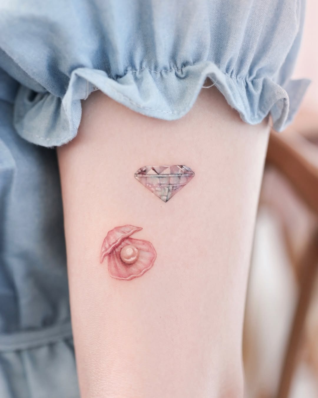 Stunning dual diamond and flower tattoo design Tattoo Design